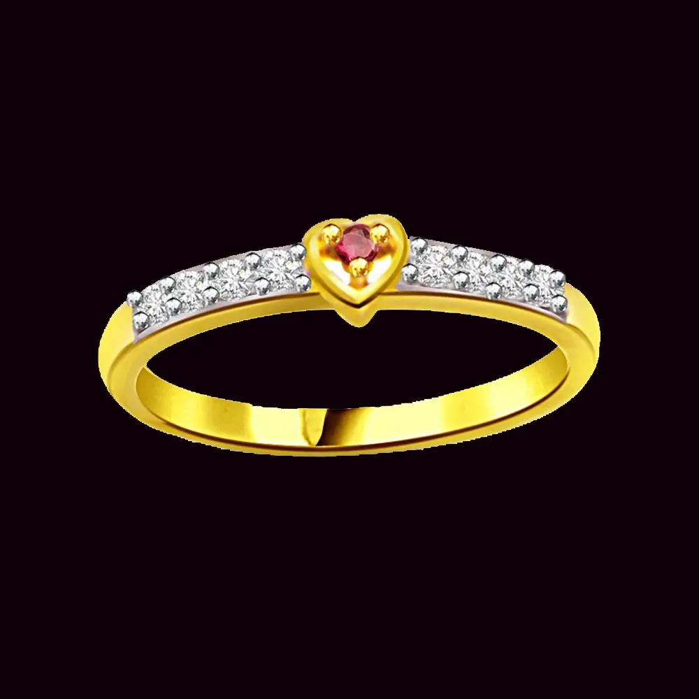 Sun Moon Affair 0.12ct Diamond & Ruby Heart rings SDR1001