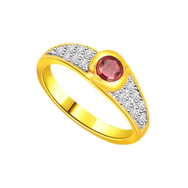 Glittering Star 0.21cts Diamond & Ruby Heart Ring (SDR1003)