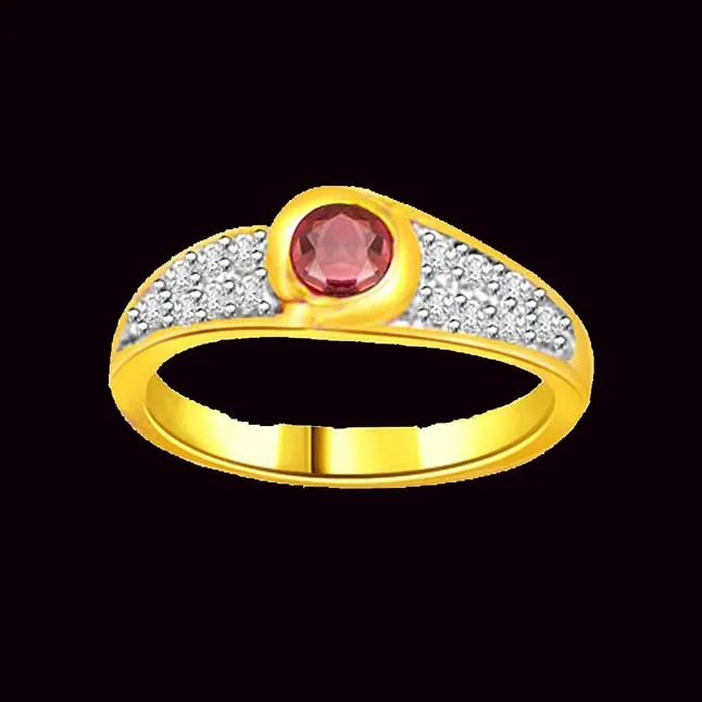 Glittering Star 0.21cts Diamond & Ruby Heart Ring (SDR1003)