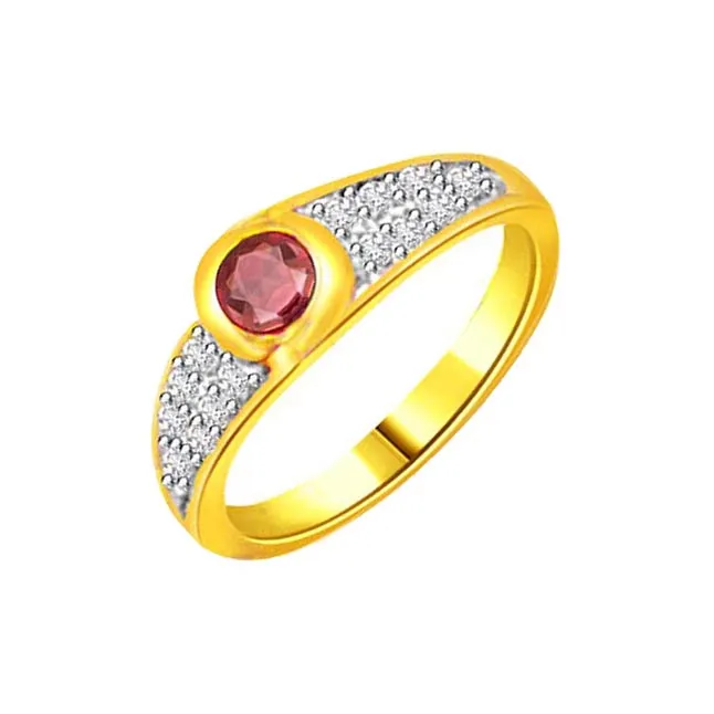 Glittering Star 0.21cts Diamond & Ruby Heart Ring (SDR1003)