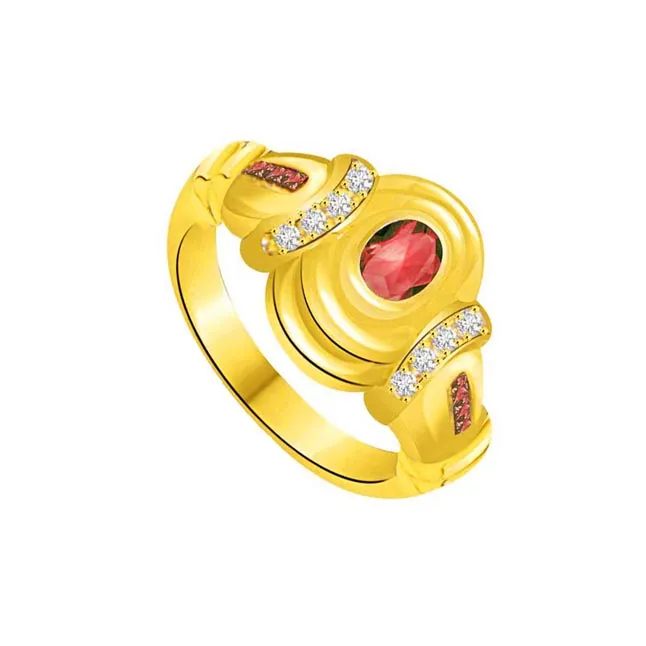 Golden Bride 0.16ct Diamond & Ruby rings SDR1006