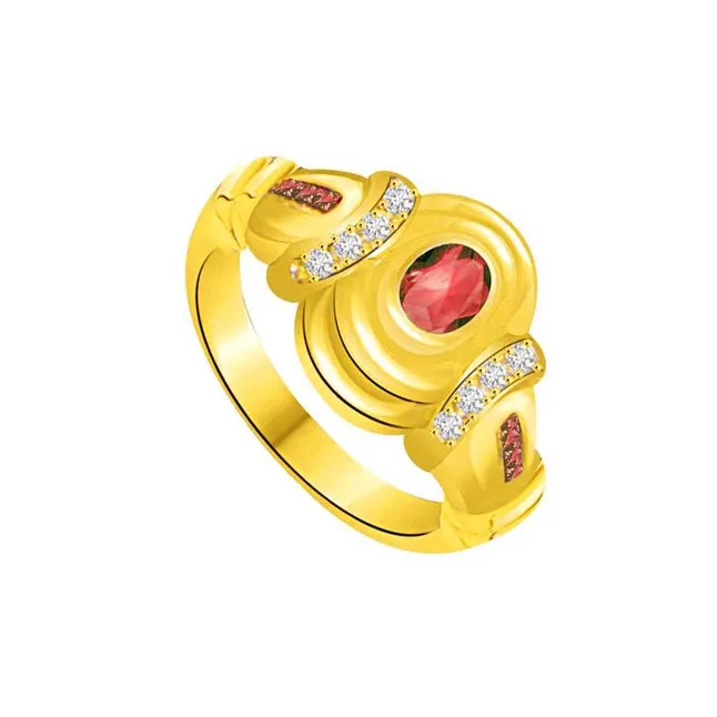 Golden Bride 0.16cts Diamond & Ruby Ring (SDR1006)