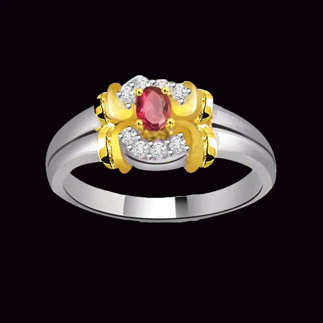 Lustrous Rose Trendy Diamond & Ruby Ring (SDR1014)