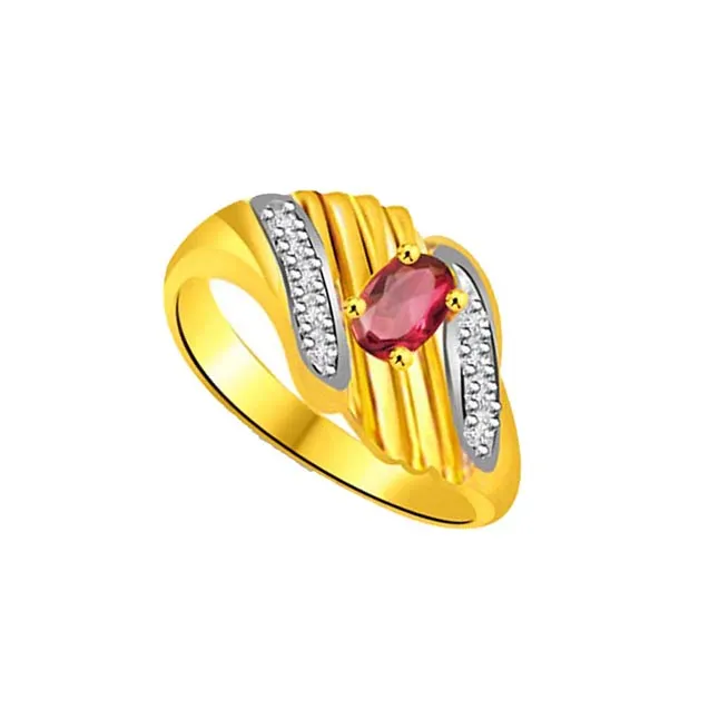 Cinderella Love Trendy Diamond & Ruby Ring (SDR1017)