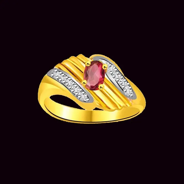 Cinderella Love Trendy Diamond & Ruby Ring (SDR1017)