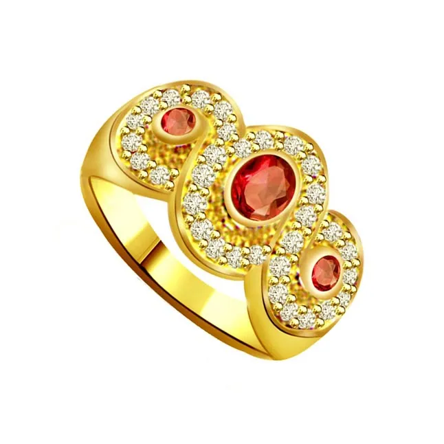 Knotted Flower 0.32ct Diamond & Ruby rings SDR1020