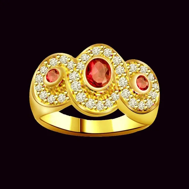 Knotted Flower 0.32ct Diamond & Ruby rings SDR1020