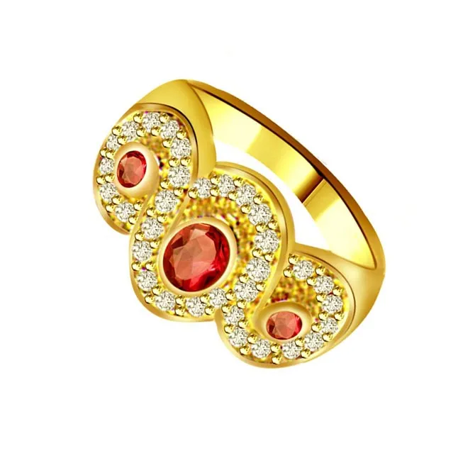 Knotted Flower 0.32ct Diamond & Ruby rings SDR1020