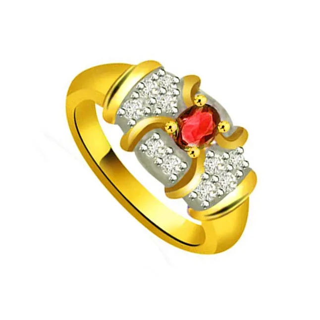 Flower Shape Diamond & Ruby Ring (SDR1023)