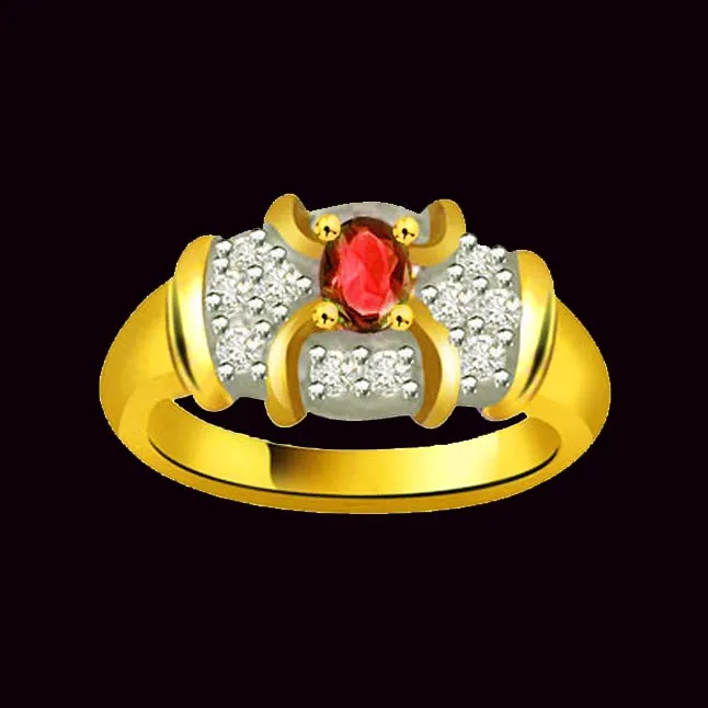 Flower Shape Diamond & Ruby Ring (SDR1023)
