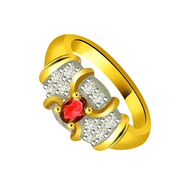 Flower Shape Diamond & Ruby rings SDR1023