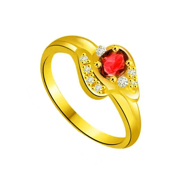 Twinkling Bouquet Trendy Diamond & Ruby Ring (SDR1028)