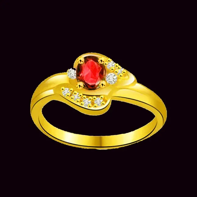 Twinkling Bouquet Trendy Diamond & Ruby Ring (SDR1028)