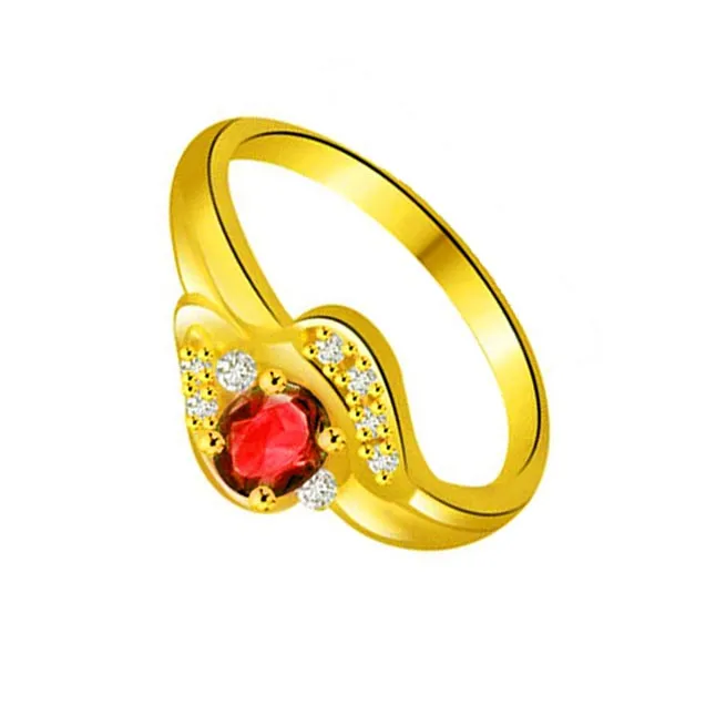 Twinkling Bouquet Trendy Diamond & Ruby Ring (SDR1028)