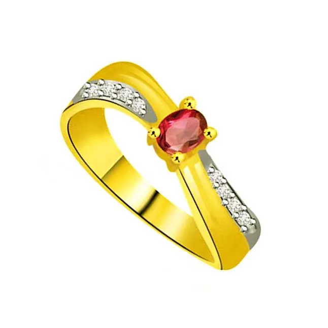 Feminine Charm Diamond & Ruby Ring in 18kt Gold (SDR1029)