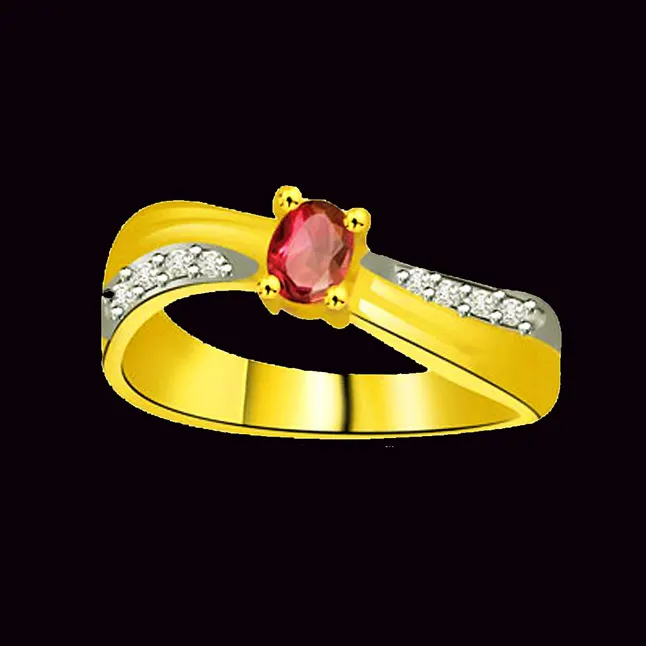 Feminine Charm Diamond & Ruby Ring in 18kt Gold (SDR1029)