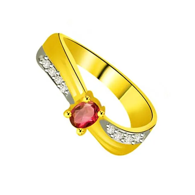 Feminine Charm Diamond & Ruby Ring in 18kt Gold (SDR1029)