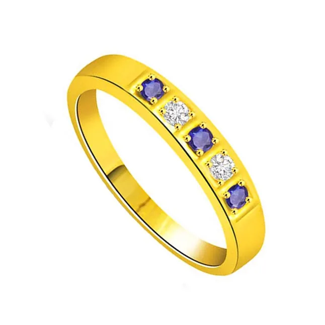 Romantic Setting Diamond & Sapphire Ring in 18kt Gold (SDR1035)