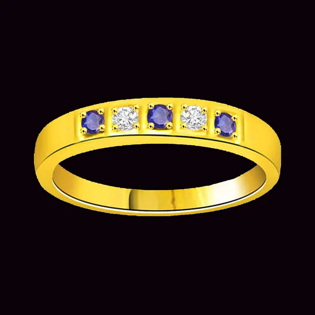 Romantic Setting Diamond & Sapphire Ring in 18kt Gold (SDR1035)