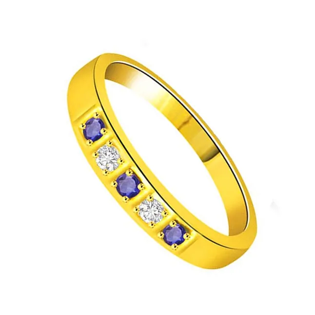 Romantic Setting Diamond & Sapphire Ring in 18kt Gold (SDR1035)