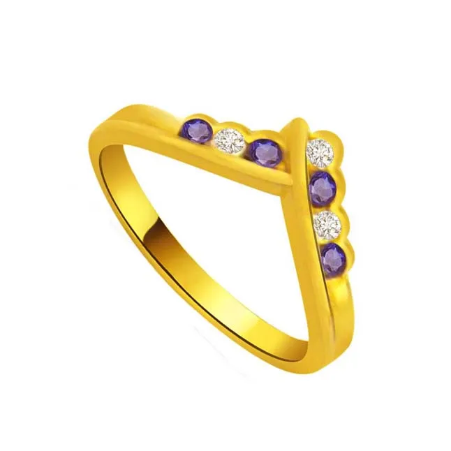 Rising Stars Blue & White Drops Classic Diamond & Sapphire rings SDR1038