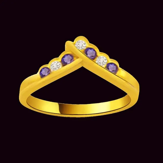 Rising Stars Blue & White Drops Classic Diamond & Sapphire rings SDR1038