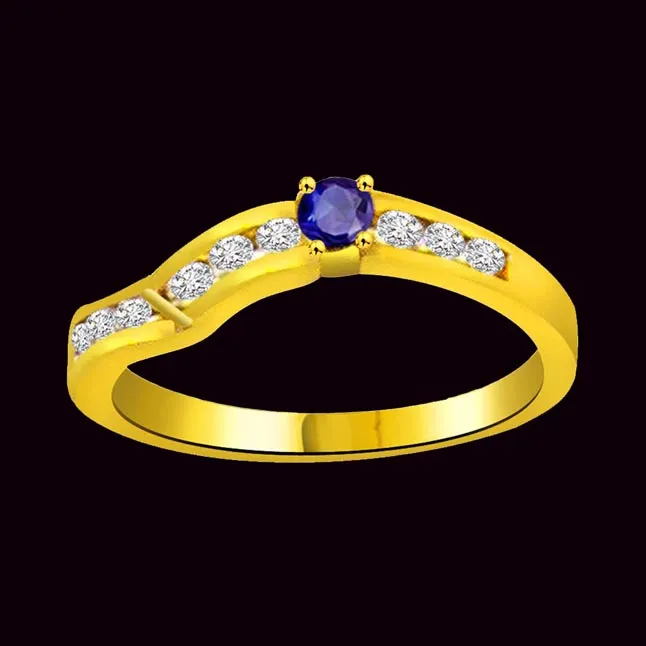 Blue Crown Trendy Diamond & Sapphire Ring (SDR1039)