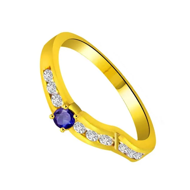 Blue Crown Trendy Diamond & Sapphire Ring (SDR1039)