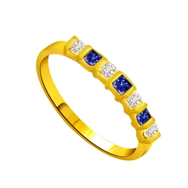 Sparkling Blue Blossom Classic Diamond & Sapphire Ring (SDR1040)