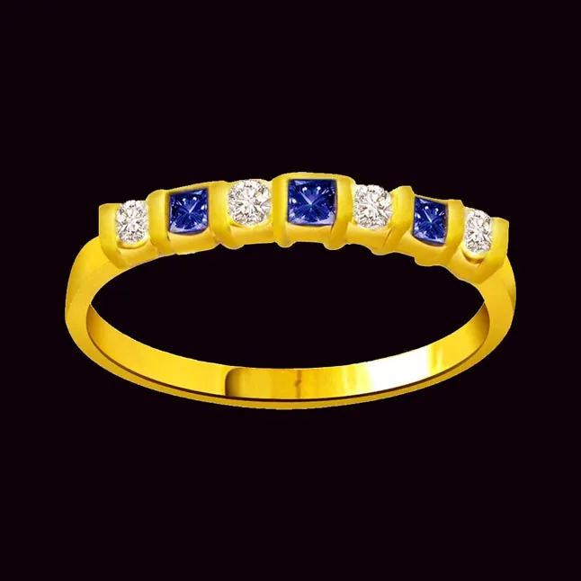 Sparkling Blue Blossom Classic Diamond & Sapphire Ring (SDR1040)