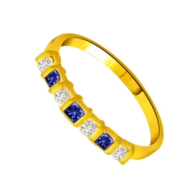 Sparkling Blue Blossom Classic Diamond & Sapphire Ring (SDR1040)