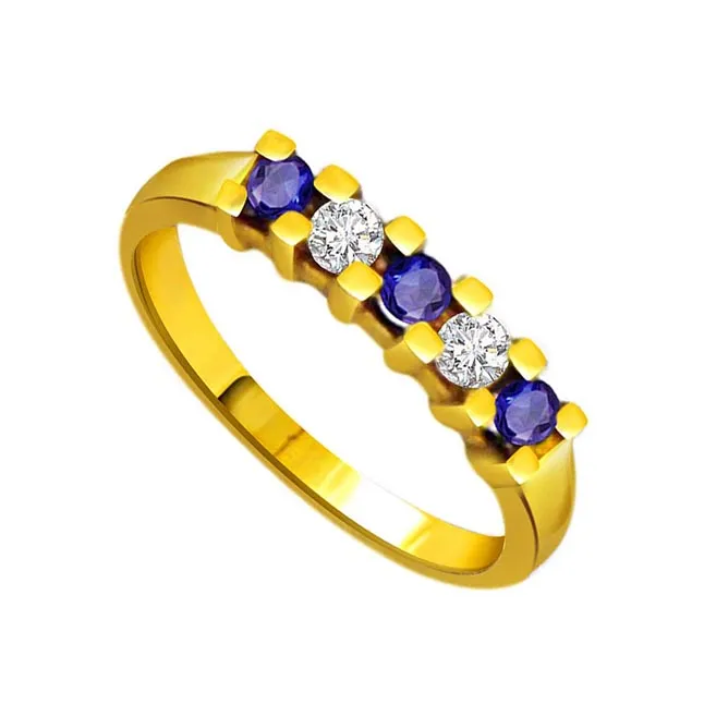 Sparkly Blue Classic Diamond & Sapphire Ring (SDR1047)