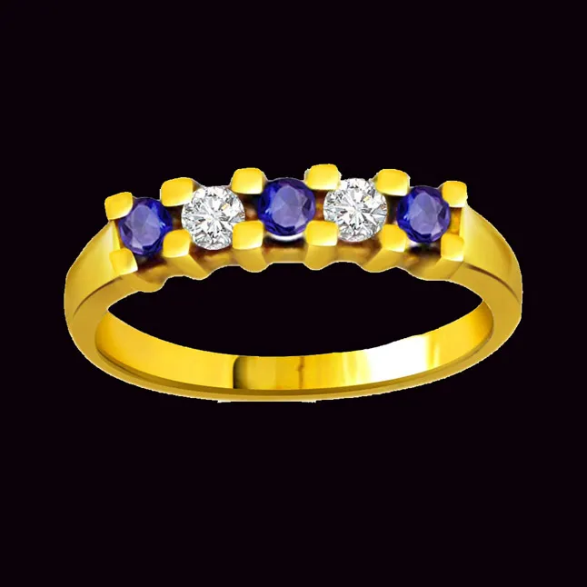 Sparkly Blue Classic Diamond & Sapphire Ring (SDR1047)