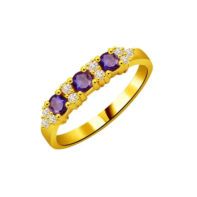 Ocean Desire 0.12cts Diamond & Blue Sapphire Gold Ring (SDR1050)