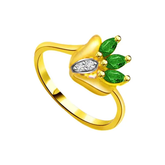 Glitter Green Passion Classic Diamond & Emerald Ring (SDR1053)