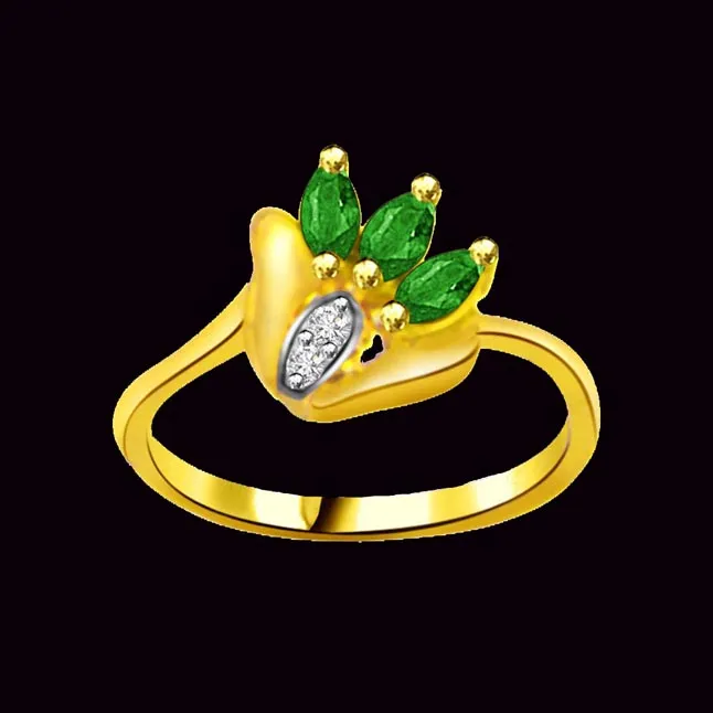 Glitter Green Passion Classic Diamond & Emerald Ring (SDR1053)