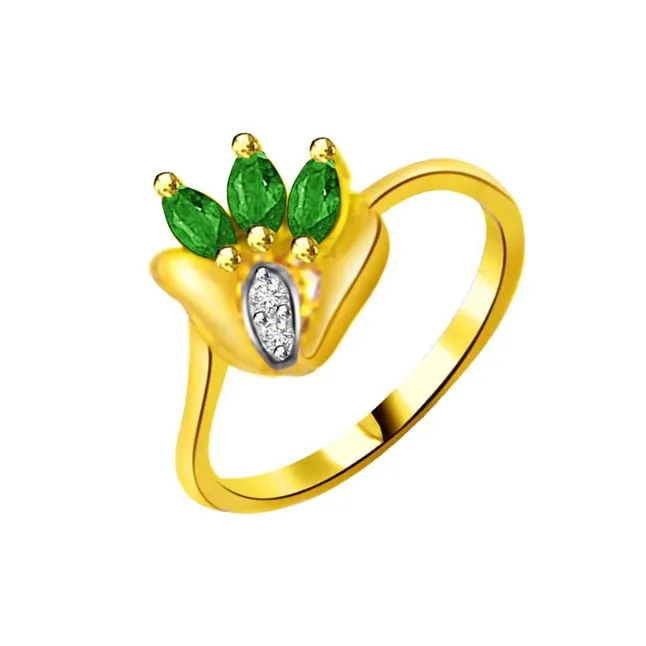 Glitter Green Passion Classic Diamond & Emerald Ring (SDR1053)