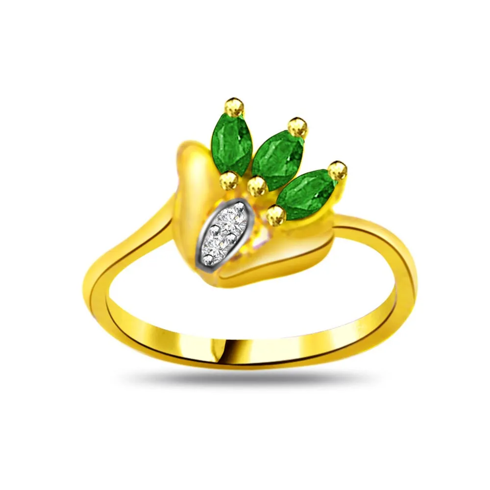 Glitter Green Passion Classic Diamond & Emerald rings SDR1053 -Diamond & Emerald