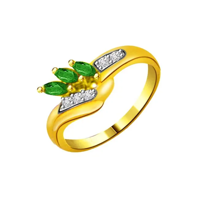 Flowery Emerald Trendy Diamond & Emerald Ring (SDR1055)