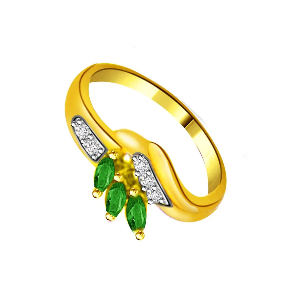 Flowery Emerald Trendy Diamond & Emerald rings SDR1055 -Diamond & Emerald
