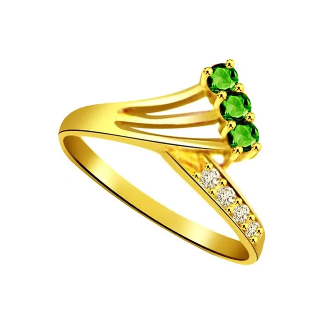 Emerald Enigma 0.08ct Diamond & Emerald Gold rings -Diamond & Emerald