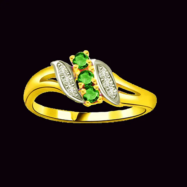 Emerald Knot Diamond Emerald Gold Ring (SDR1060)