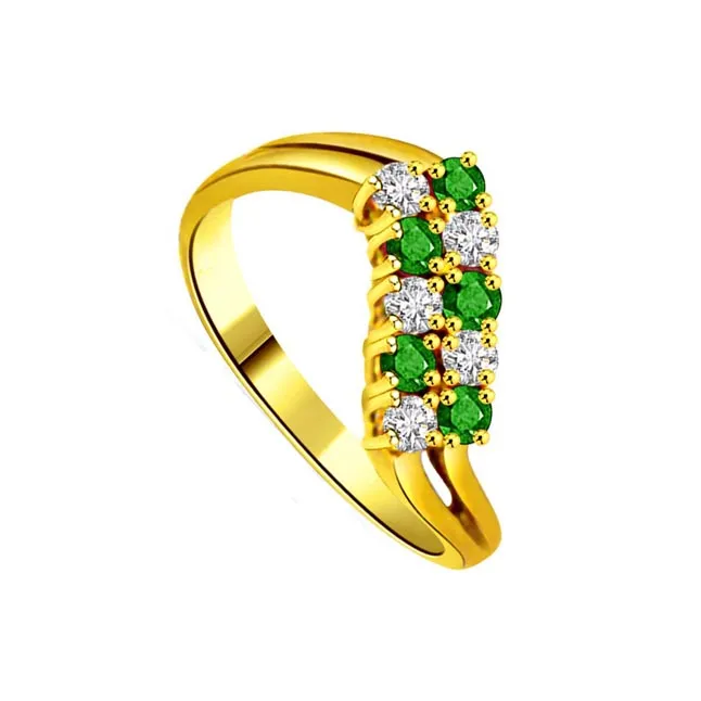Green Envy 0.15ct Diamond & Emerald Gold rings SDR1063 -Diamond & Emerald
