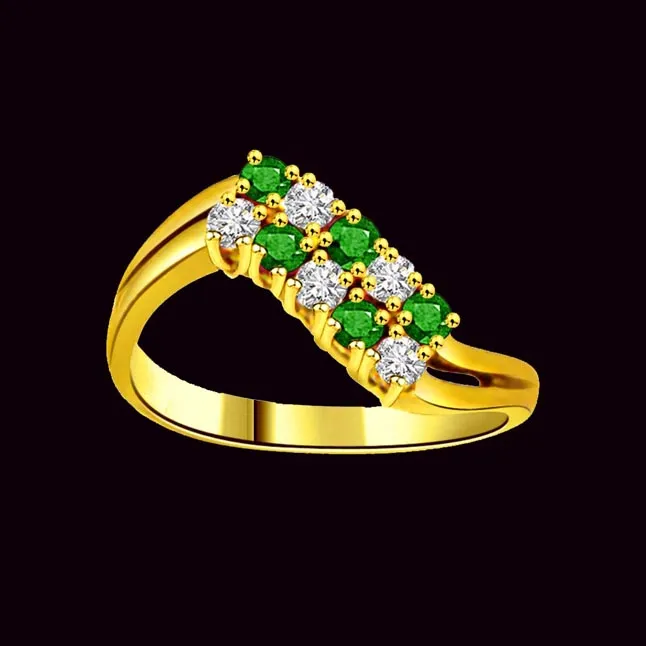 Green Envy 0.15ct Diamond & Emerald Gold rings SDR1063 -Diamond & Emerald
