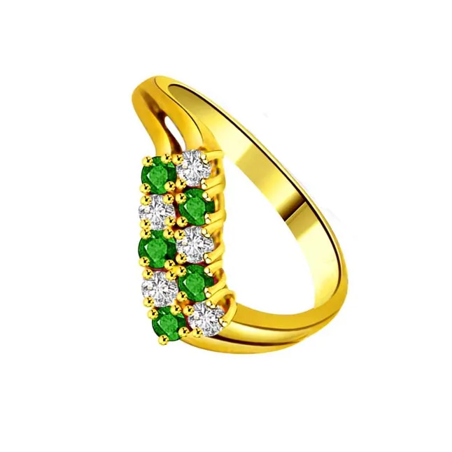 Green Envy 0.15ct Diamond & Emerald Gold rings SDR1063 -Diamond & Emerald
