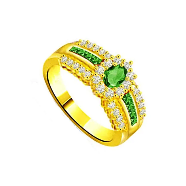 Green Garden 0.30cts Diamond & Emerald Gold Ring (SDR1074)