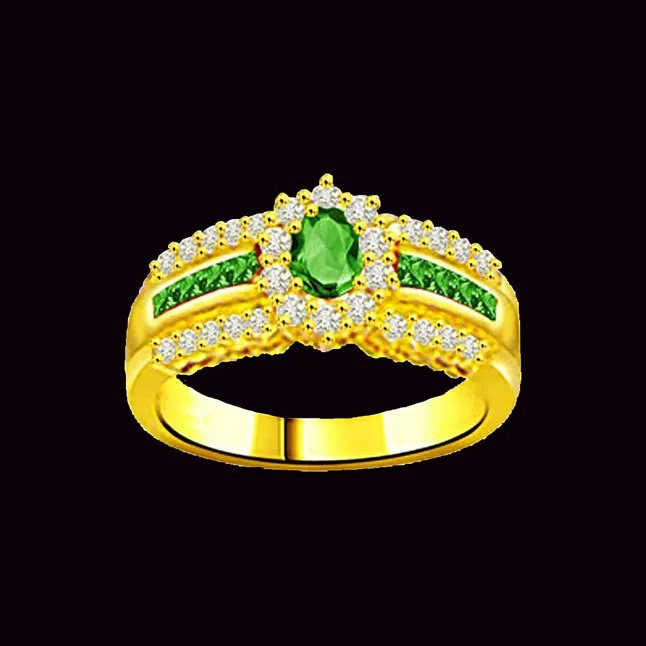 Green Garden 0.30cts Diamond & Emerald Gold Ring (SDR1074)