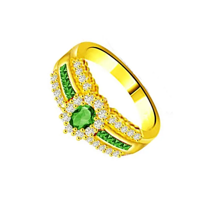 Green Garden 0.30cts Diamond & Emerald Gold Ring (SDR1074)