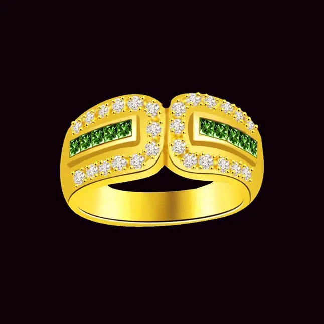 Green Eyes Beauty 0.30cts Diamond & Emerald Gold Ring (SDR1075)