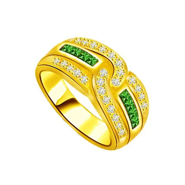 Mystical Green 0.28cts Diamond & Emerald Gold Ring (SDR1076)